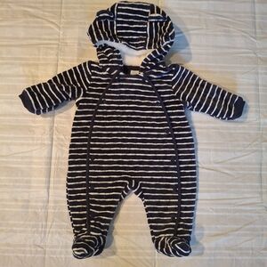 Nordstrom Bunting Velour Soft Bear Baby Winter Cold Weather Quilted 3 mo Stripe
